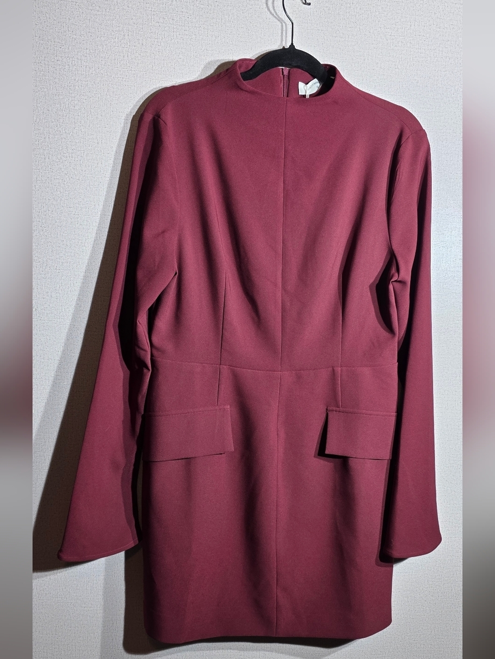 Commense Maroon Long Sleeve Shift Dress